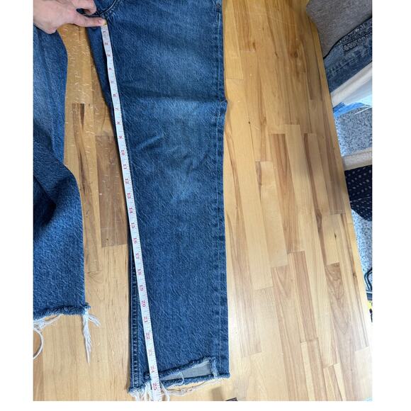 Agolde Riley Jeans Denim Button Fly Raw Hem High Rise Ankle Crop Blue Size 27 - Picture 7 of 7